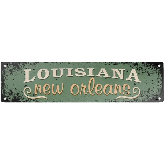 Funny Novelty New Orleans Louisiana Tin Wall Sign Rustic Retro 4 x 16 Inch