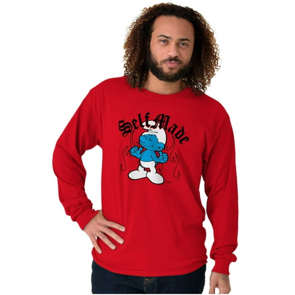 Funny Novelty Self Made Smurf Fire Long Sleeve TShirt Men Women Brisco Brands M