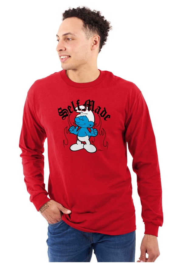 Funny Novelty Self Made Smurf Fire Long Sleeve TShirt Men Women Brisco Brands S