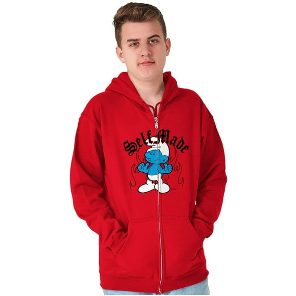 Funny Novelty Self Made Smurf Fire Zip Up Hoodie Men's Women's Brisco Brands M