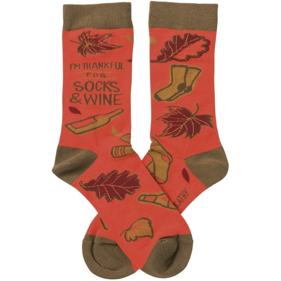 Funny Novelty Socks - I'm Thankful For Socks And Wine