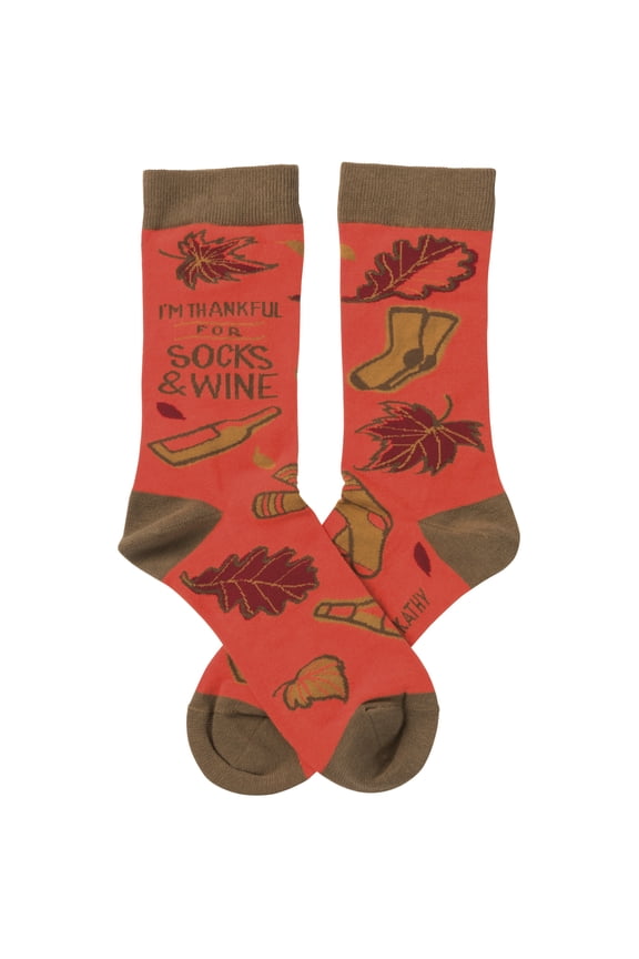 Funny Novelty Socks - I'm Thankful For Socks And Wine