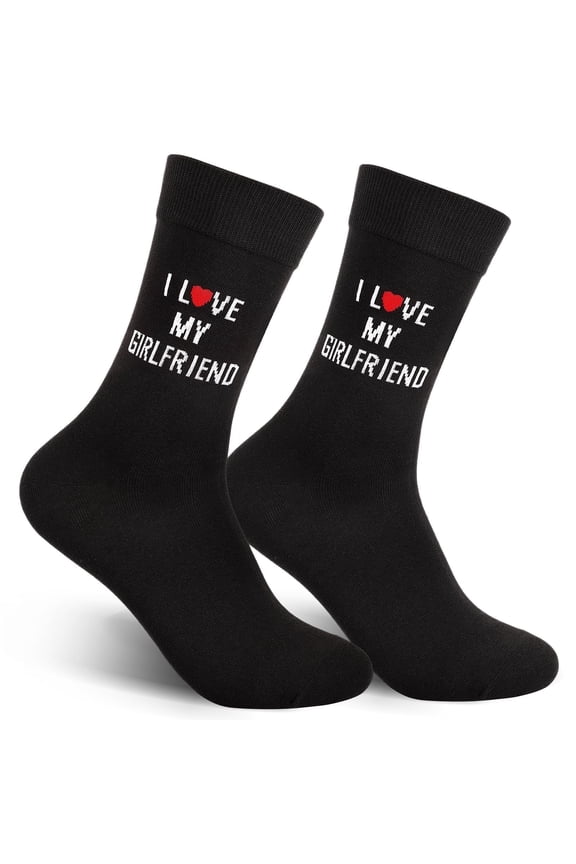 Funny Novelty Socks for Men Valentine's Day Gift-I Love My Girlfriend,Christmas Birthday Gifts for Him Men Boyfriend