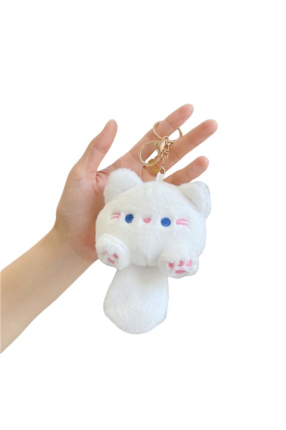 Funny Novelty Soft Cats Keychain Bag Pendant with Metal Key Rings Soft Cats Keychain Keyring Pendant for Boy Girl
