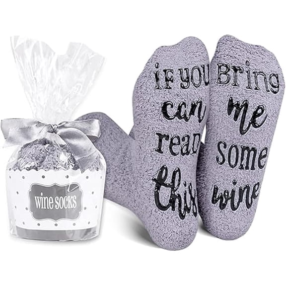 Funny Novelty Wine Socks Women If You Can Read This Cupcake Socks Funny Sayings Fuzzy Non Slip Hospital Slipper Socks