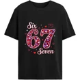 thumbnail image 1 of Funny Number 67 Six Seven Heart Graphic for Women Casual Short Sleeve Tee, 1 of 6