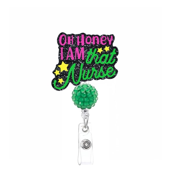 Funny Nurse Badge Reel, Cute Work Badge Holder with Retractable Clip, Pediatric Badge Buddy, Nursing Student RN LPN CNA MA Medical Worker Teacher Doctor ID Name Badge Clip Accessories