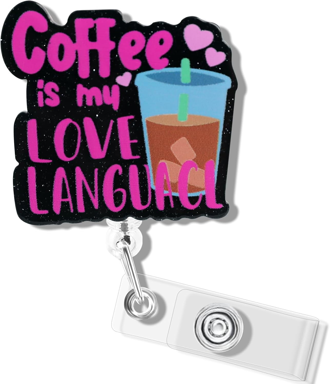 Need More Coffee Retractable Badge Reel – Funny Nurse Office ID Holder With Alligator Clip, 24-Inch Retract