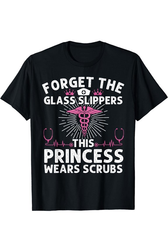 Funny Nurse Gift For Women Cool This Princess Wears Scrubs T-Shirt Black Small