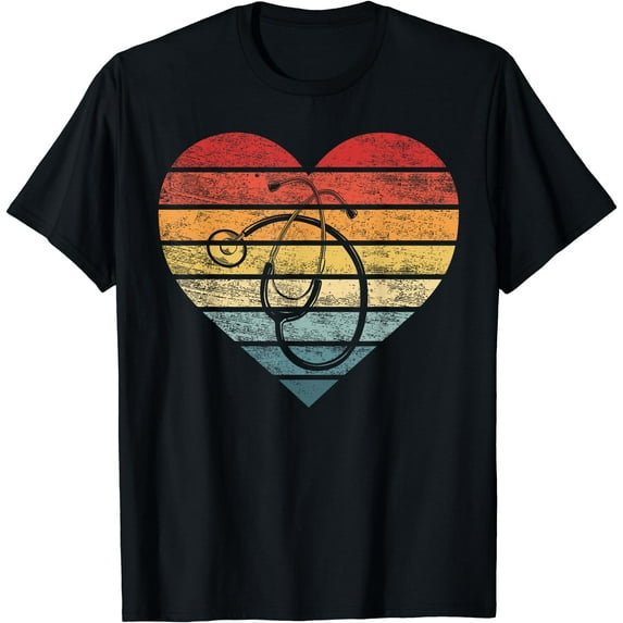 Funny Nurse Gifts Retro Vintage Stethoscope Heart Nursing T-Shirt