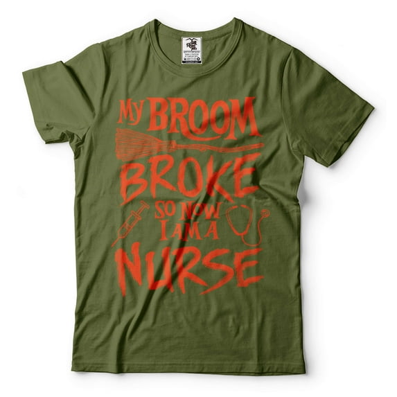 Funny Nurse Halloween Costume Halloween Gifts Nurse Shirt Nurse Costume Halloween Funny Saying Tee (XX-Large Military Green)