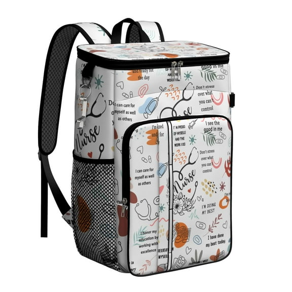 Funny Nurse Life Insulated Backpack Cooler - 20L Soft Cooler Bag, Long-Lasting Insulation, Multiple Pockets for Organization, Perfect for Outdoor, College, Workers