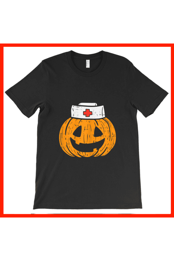 Funny Nurse Pumpkin Halloween Costume T-Shirt AH2057, Premium for Unisex - Extended Sizes Up to 5XL