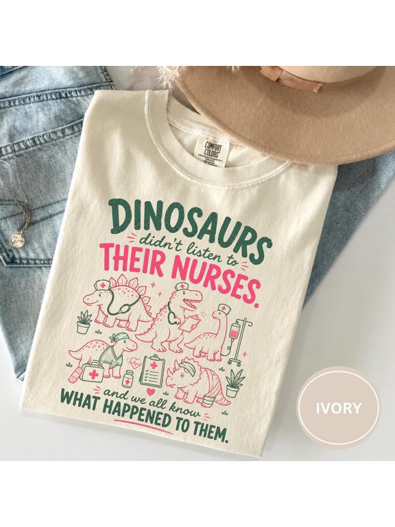 Funny Nurse Shirt Gift For RN, Pediatric Nurse Tee, NICU Nurse Shirt, Nurse Week Gift, Registered Nurse, Dinosaur Shirt CNA