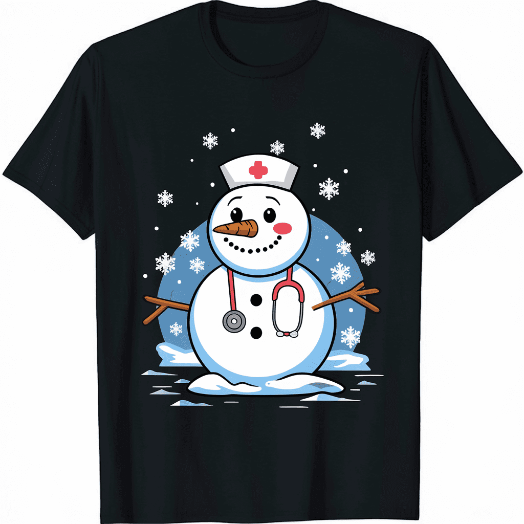 Funny Nurse Snowman Christmas Holiday Tee - Walmart.com