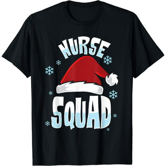 Funny Nurse Squad Christmas Santa Hat Medical Nursing Team T-Shirt