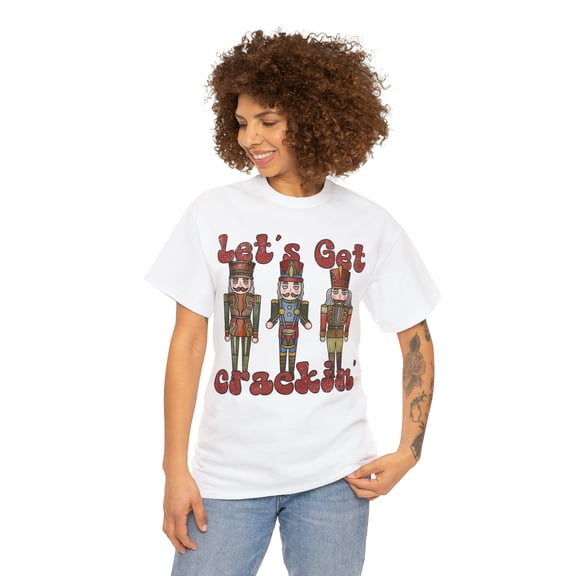 Funny Nutcracker Christmas T-shirt Women's Cute Holiday Shirt White 4XL