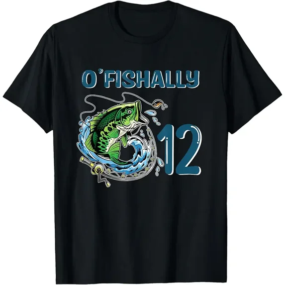 Funny O'Fishally 12 Bass Fishing Graphic Gift for Fisherman Short Sleeve Birthday T-Shirt