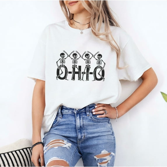 Funny O-H-I-O State Skeleton Ohio Halloween Vintage Vibe Fun T-Shirt, Fullsizes S-5XL Multicolors T-Shirt