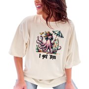 Funny Octopus T-Shirt Summer Beach Vibes Shirt Unique Ocean Lover Gift Cool Surfing Tee I Got This Shirt Cute Octopus Print, Ivory Comfort Colors T-Shirt, Small