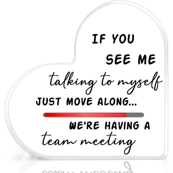 Funny Office Desk Accessories, Cute Desk Decorations for Women, Office Small Cute Gifts for Friends Coworker, Cool Office Things, Acrylic Heart Decor Table Signs