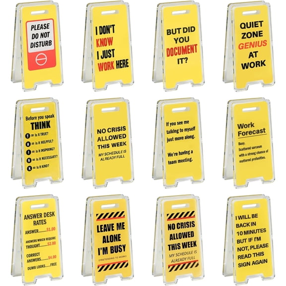 Funny Office Desk Signs, Mini Acrylic Yellow Caution Desk Signs Office Decorations