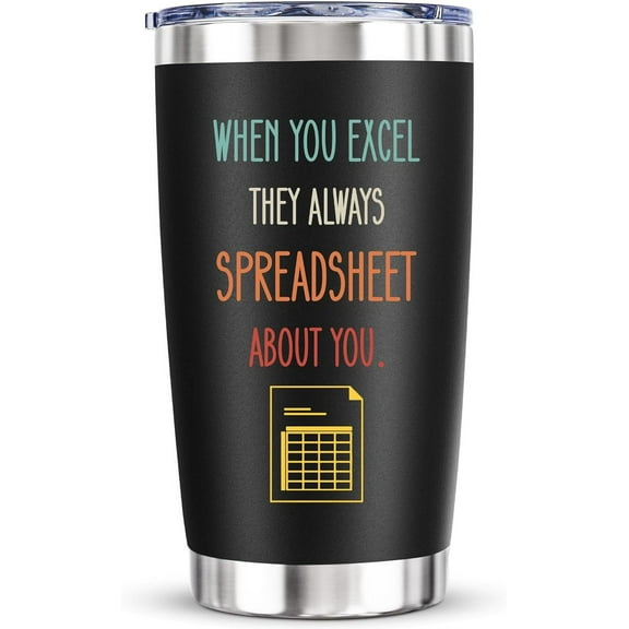 Funny Office Gifts for Accountant - Excel Spreadsheet Gag Gift for Coworker Manager Colleague Christmas Birthday Humor Gifts for Supervisor Boss, 20 oz Vacuum Insulated Tumbler