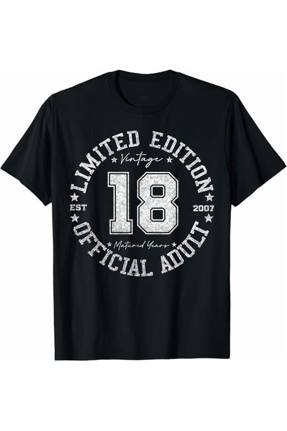 Funny Official Adult 18 Year Old Gifts Vintage 2007 18th Birthday Gifts Men Women Girls Boys Tees T-Shirt