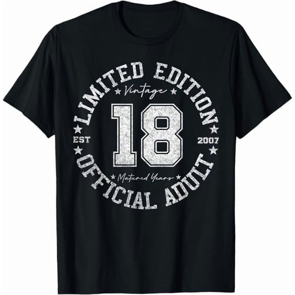 Funny Official Adult 18 Year Old Gifts Vintage 2007 18th Birthday Gifts Men Women Girls Boys Tees T-Shirt