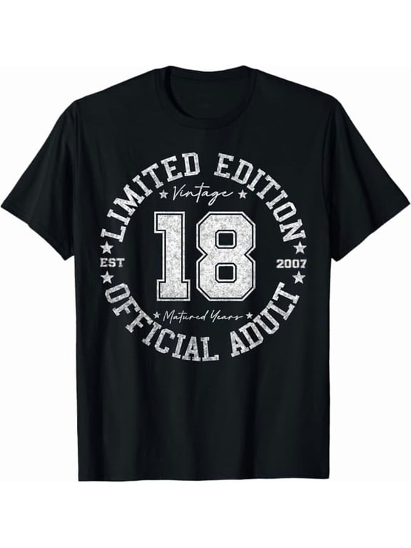 Funny Official Adult 18 Year Old Gifts Vintage 2007 18th Birthday Gifts Men Women Girls Boys Tees T-Shirt