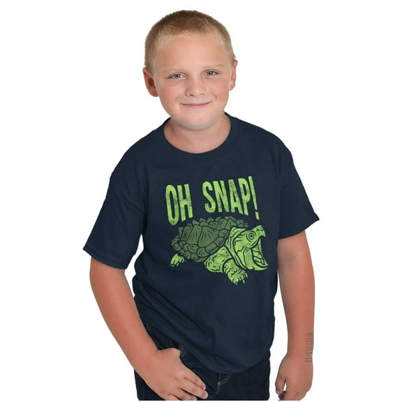 Funny Oh Snap Turtle Animal Pun Crewneck T Shirts Boy Girl Teen Brisco Brands L