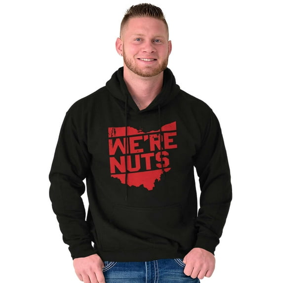 Funny Ohio OH We're Nuts State Shape Unisex Plus Fleece Graphic Hoodie Brisco Brands 2X