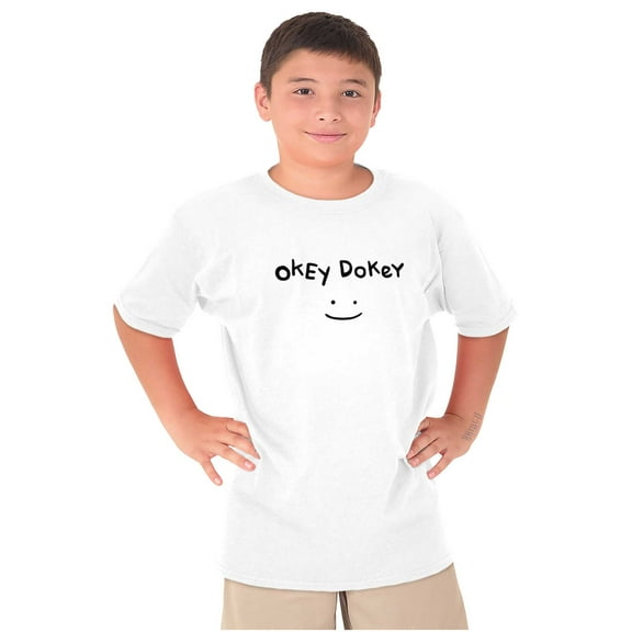 Funny Okey Dokey Happy Face Joke Crewneck T Shirts Boy Girl Teen Brisco Brands L