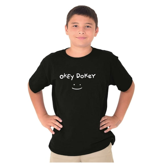Funny Okey Dokey Happy Face Joke Crewneck T Shirts Boy Girl Teen Brisco Brands S
