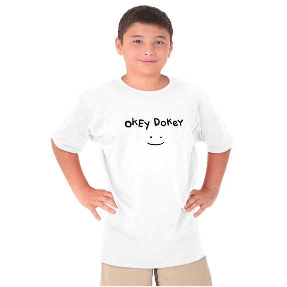 Funny Okey Dokey Happy Face Joke Crewneck T Shirts Boy Girl Teen Brisco Brands X