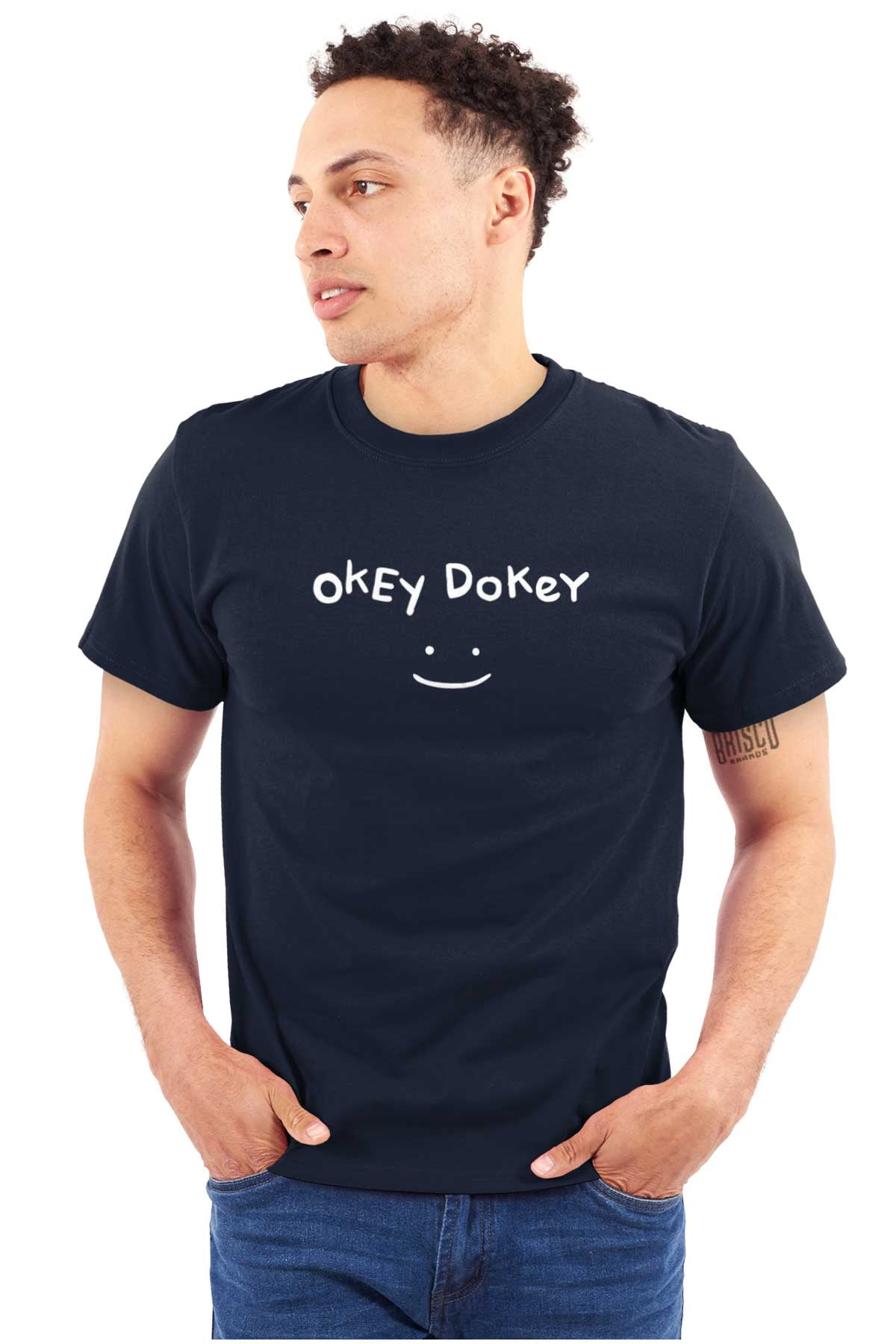 Funny Okey Dokey Happy Face Joke Plus Size Crewneck Graphic Tee