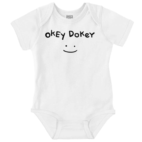 Funny Okey Dokey Happy Face Joke Romper Boys or Girls Infant Baby Brisco Brands 12M