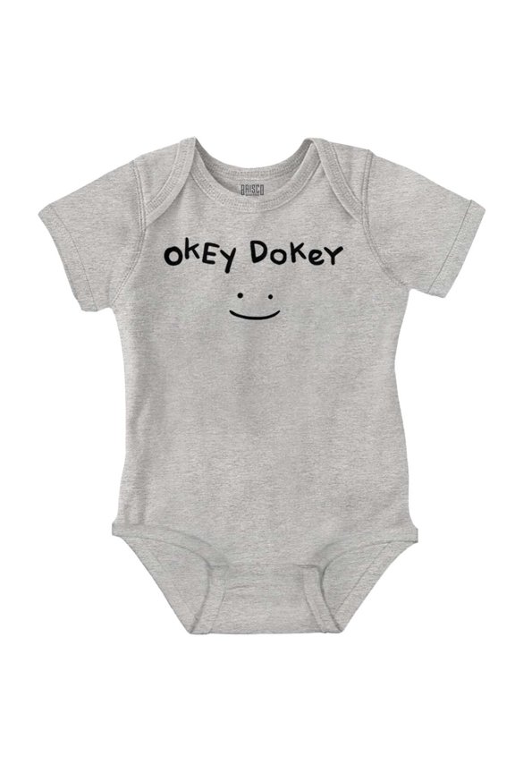 Funny Okey Dokey Happy Face Joke Romper Boys or Girls Infant Baby Brisco Brands 24M