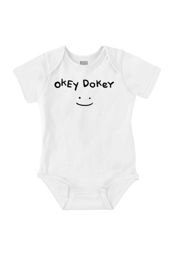 Funny Okey Dokey Happy Face Joke Romper Boys or Girls Infant Baby Brisco Brands 24M