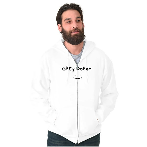 Funny Okey Dokey Happy Face Joke Unisex Fleece Graphic Zip Up Hoodie Brisco Brands 5X