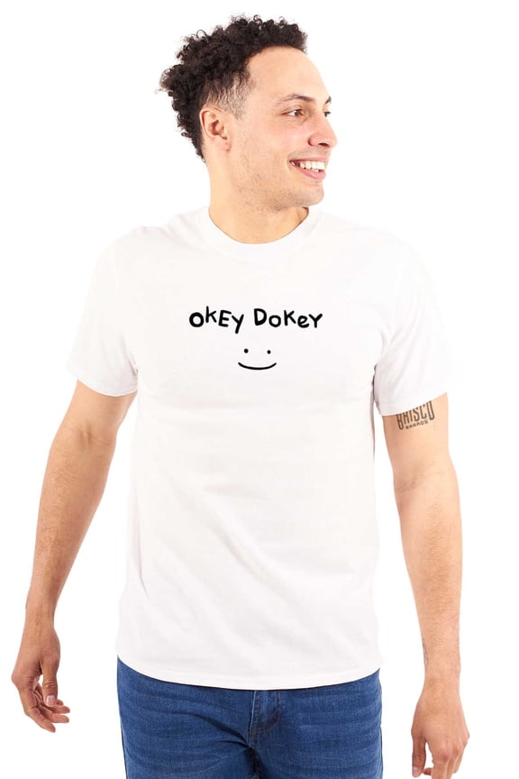 Funny Okey Dokey Happy Face Joke Plus Size Crewneck Graphic Tee Shirt Brisco Brands 2X