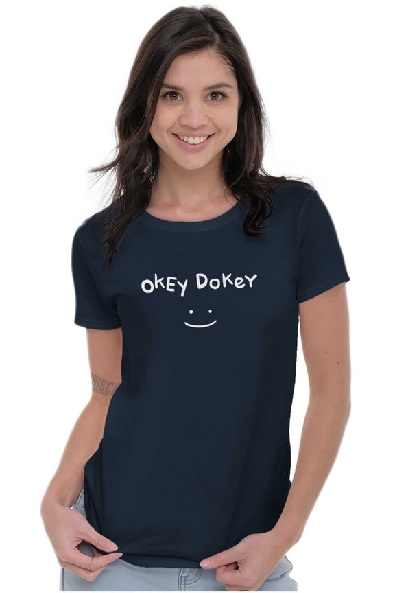 Funny Okey Dokey Happy Face Joke Womens Fitted Plus Size Graphic Tee Brisco Brands 2X