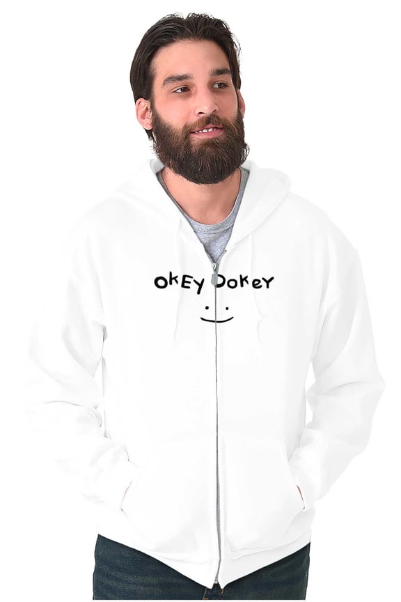 Funny Okey Dokey Happy Face Joke Zip Up Hoodie Men's Women's Brisco Brands X