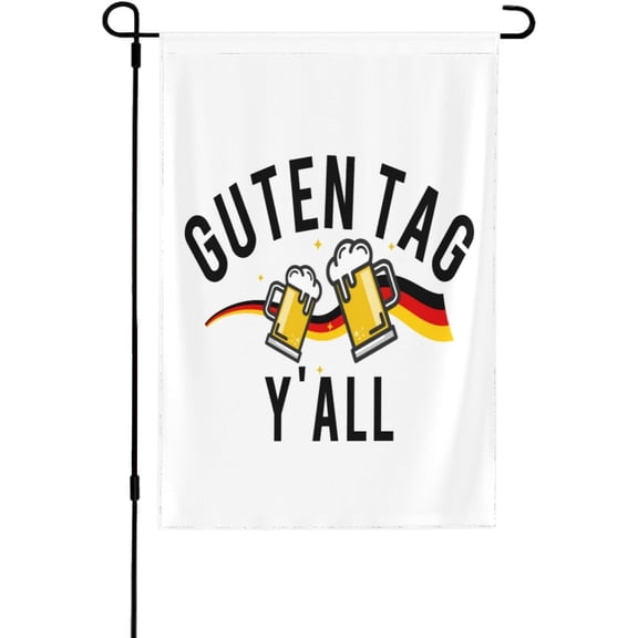 Funny Oktoberfest Garden Flag Guten Tag Y'all Decorative Home Bar Outdoor Flag 12 x 18 Inch