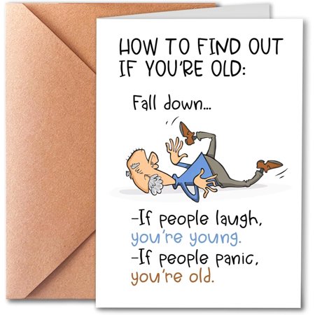 Funny Old Age Greeting Card – "How to Find Out If You're Old" Humor Design – Includes Envelope, Blank Inside – Perfect for Birthdays or Encouragement