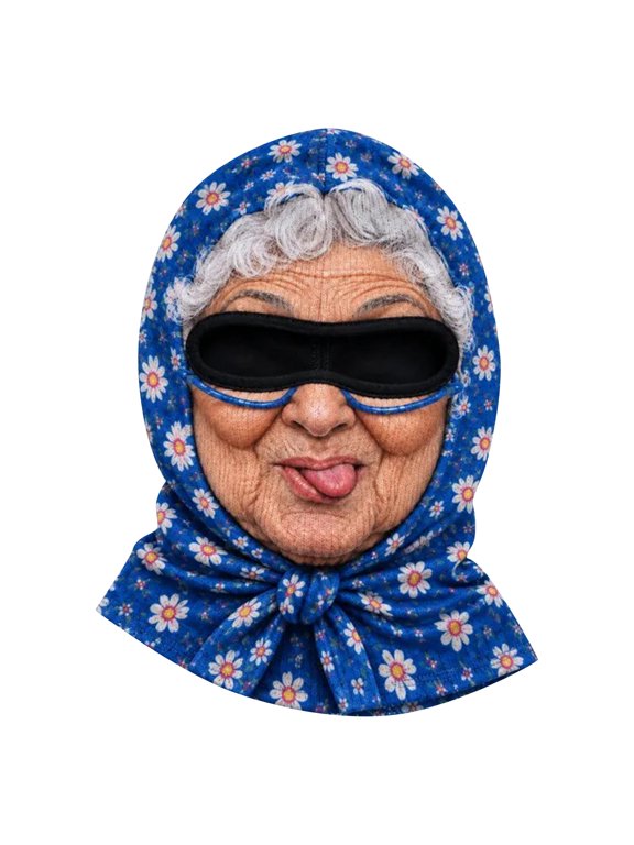 Funny Old Lady Face Mask 3D Printed Balaclava, Winter Windproof Full Face Ski Mask, Novelty Head Cover for Skiing Snowboarding Costume Party,A