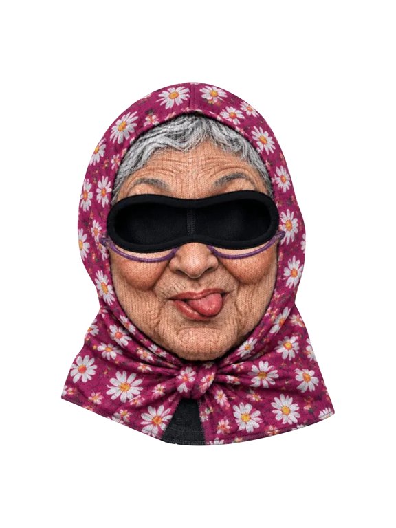 Funny Old Lady Face Mask 3D Printed Balaclava, Winter Windproof Full Face Ski Mask, Novelty Head Cover for Skiing Snowboarding Costume Party,B