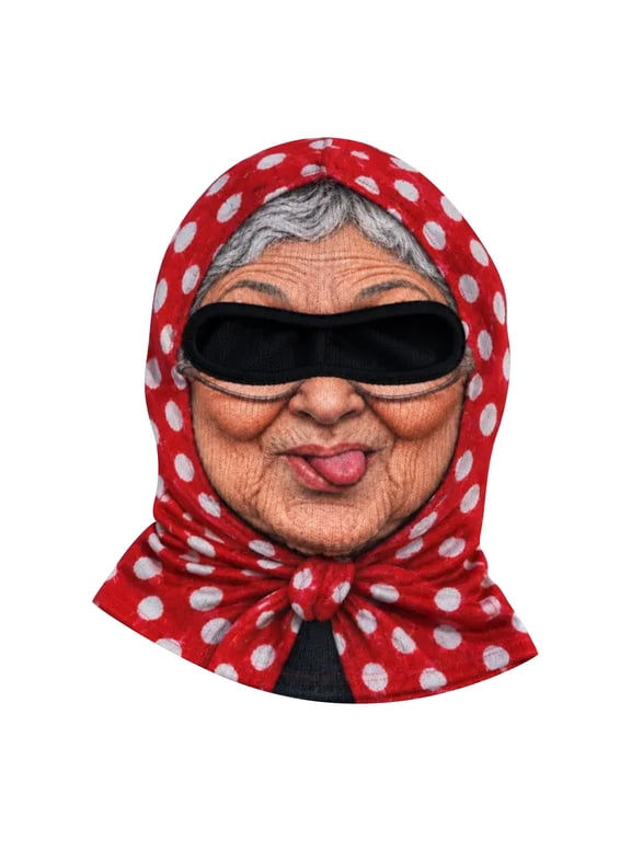 Funny Old Lady Face Mask 3D Printed Balaclava, Winter Windproof Full Face Ski Mask, Novelty Head Cover for Skiing Snowboarding Costume Party,C
