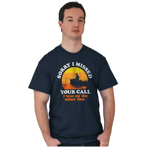 Funny On the Other Line Fishing Pun Men's Graphic T Shirt Tees Brisco Brands M