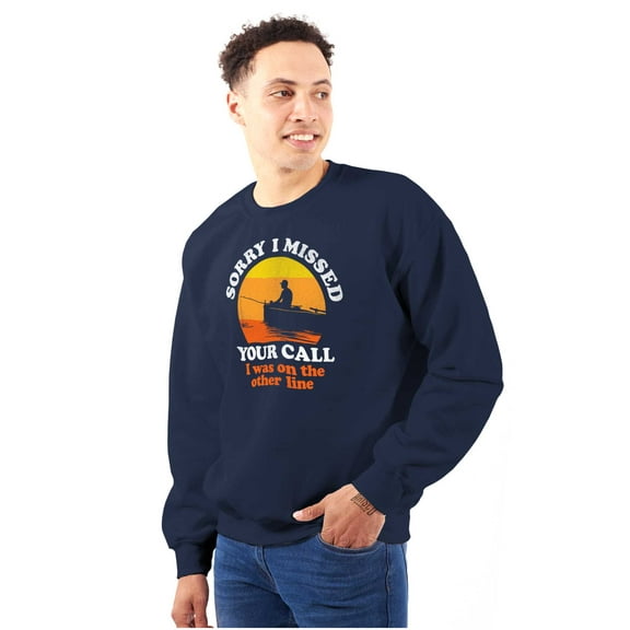 Funny On the Other Line Fishing Pun Sweatshirt for Men or Women Brisco Brands S